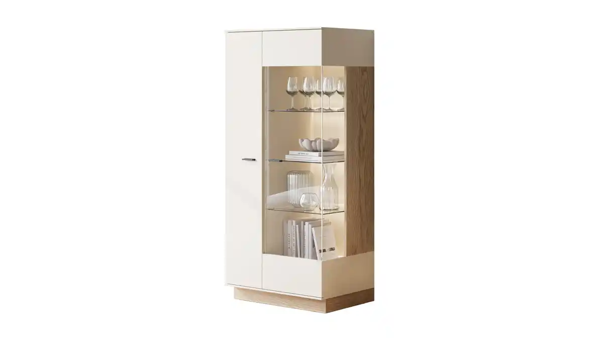 Bild 1 von Vitrine mit Glastür beige - Eiche - Breite 75 cm - MEOLO
