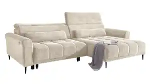 Ecksofa Cord beige ausziehbar - Sitztiefenverstellung - 277 cm - OT rechts - LOGAN