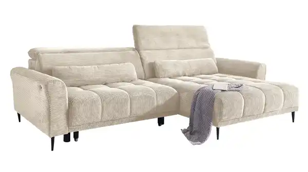 Bild 1 von Ecksofa Cord beige ausziehbar - Sitztiefenverstellung - 277 cm - OT rechts - LOGAN