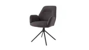 Armlehnstuhl anthrazit Drehstuhl Chenille Optik - MALITA
