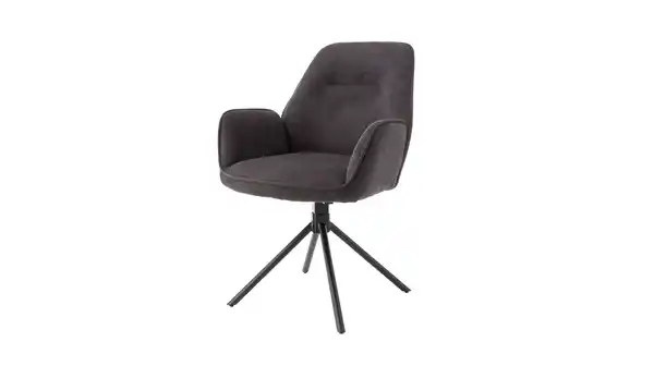 Bild 1 von Armlehnstuhl anthrazit Drehstuhl Chenille Optik - MALITA