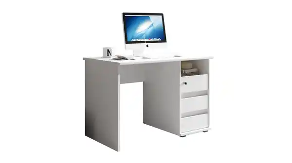 Bild 1 von Schreibtisch weiß 110 cm - 3 Schubladen - PRIMUS