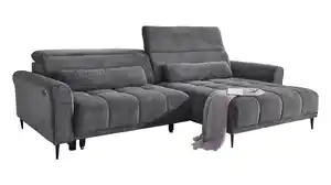 Ecksofa Cord grau ausziehbar - Sitztiefenverstellung - 277 cm - OT rechts - LOGAN