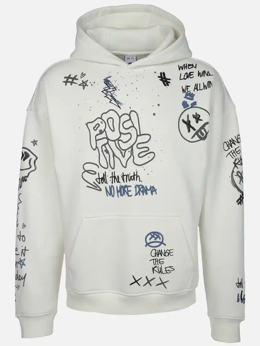 Bild 1 von Herren Hoodie mit coolem Print Weiß