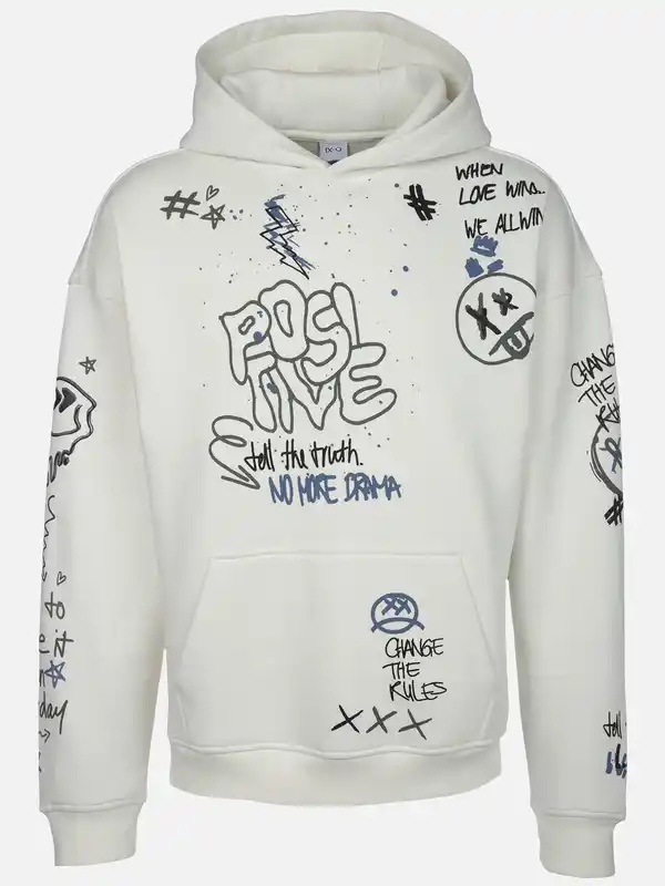 Bild 1 von Herren Hoodie mit coolem Print Weiß