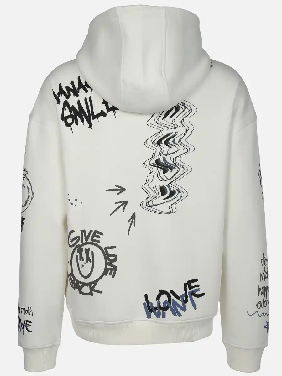 Bild 2 von Herren Hoodie mit coolem Print Weiß