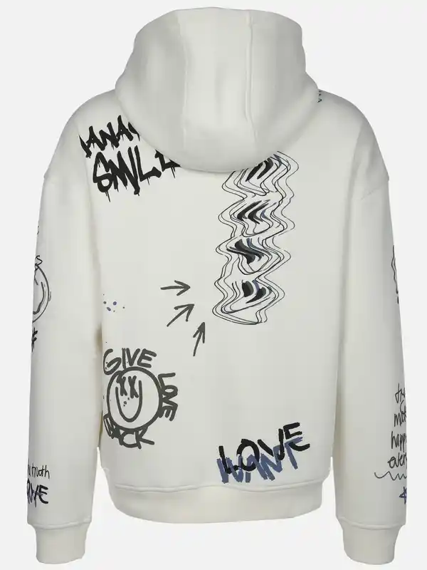 Bild 2 von Herren Hoodie mit coolem Print Weiß