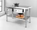 Bild 2 von Bistro Küchentisch mit 2 Schubladen aus Edelstahl, ca. 120 x 60 x 80 cm