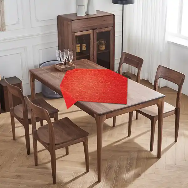 Bild 1 von Jacquard-Mitteldecke mit Goldeffekt - Rot/Gold