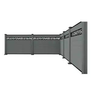 WPC-Sichtschutzzaun Valla - mit Design 5x Element + 6x Pfosten - Grau