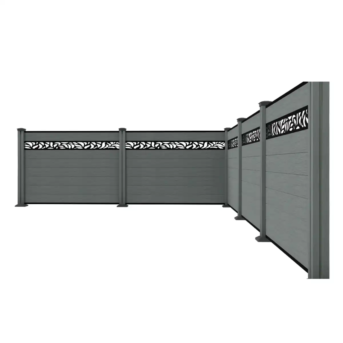 Bild 1 von WPC-Sichtschutzzaun Valla - mit Design 5x Element + 6x Pfosten - Grau