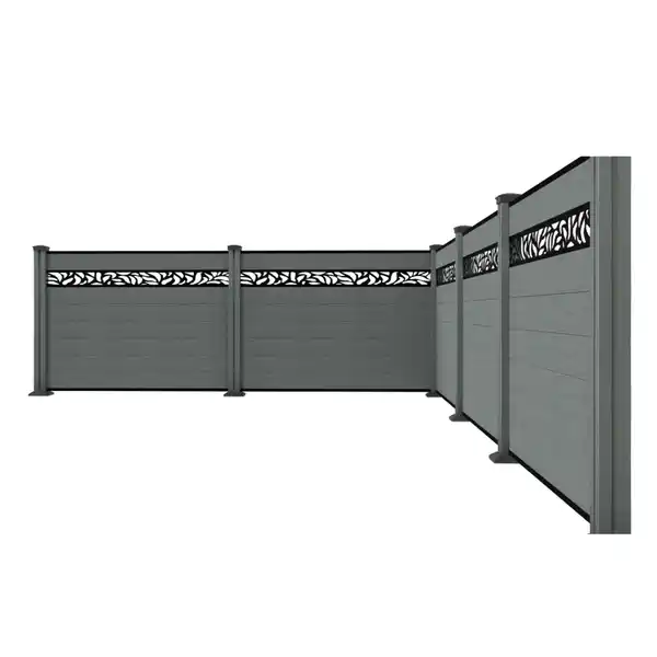 Bild 1 von WPC-Sichtschutzzaun Valla - mit Design 5x Element + 6x Pfosten - Grau