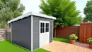 Bild 2 von WPC Gartenhaus mit Aluminiumrahmen, ca. 3,47 x 3,44 x 2,44 m - Anthrazit/Weiß