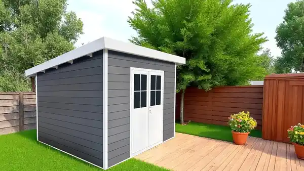 Bild 2 von WPC Gartenhaus mit Aluminiumrahmen, ca. 3,47 x 3,44 x 2,44 m - Anthrazit/Weiß