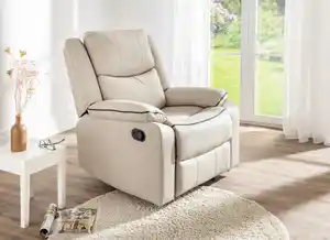 TV-Relaxsessel mit verstellbarer Relaxfunktion, ca. 96 x 87 x 108 cm - Creme in Lederoptik