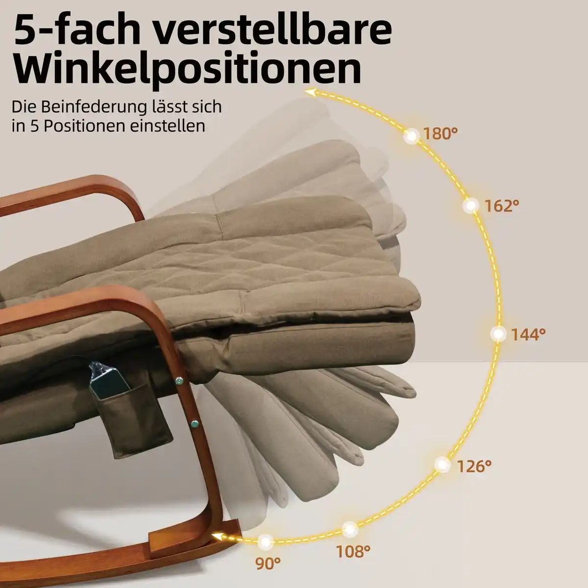 Bild 3 von Elektrischer Massage-Schaukelstuhl, ca. 126 x 64 x 81 cm - Hellbraun