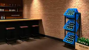 Getränkekistenregal für 3 Kisten, aus pulverbeschichtetem Stahl, ca. 47 x 31 x 113,5 cm – Schwarz