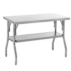 Klapptisch mit Ablagefläche aus Edelstahl, ca. 120 x 60 x 80 cm