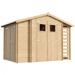 Timbela Gartenhaus aus Holz mit Brennholzschuppen und Boden