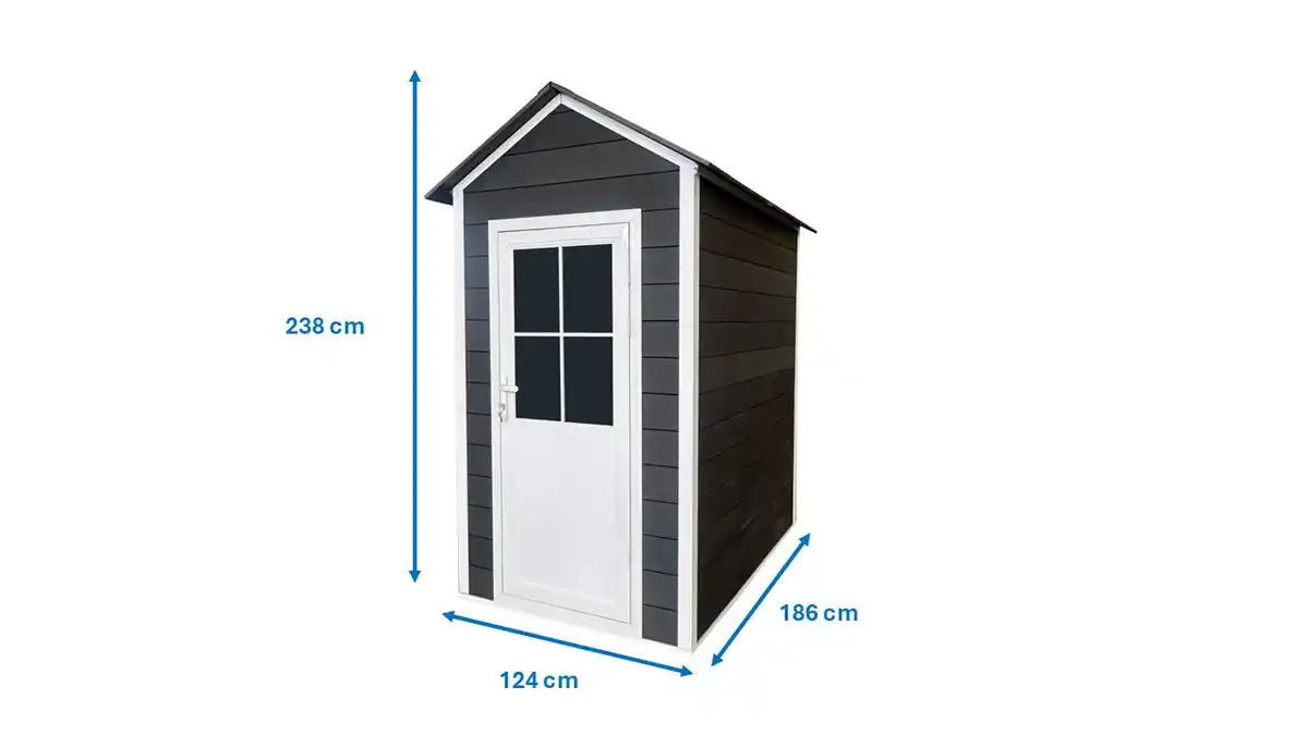 Bild 4 von WPC Gartenhaus mit Aluminiumrahmen, ca. 1,86 x 1,24 x 2,38 m - Anthrazit/Weiß