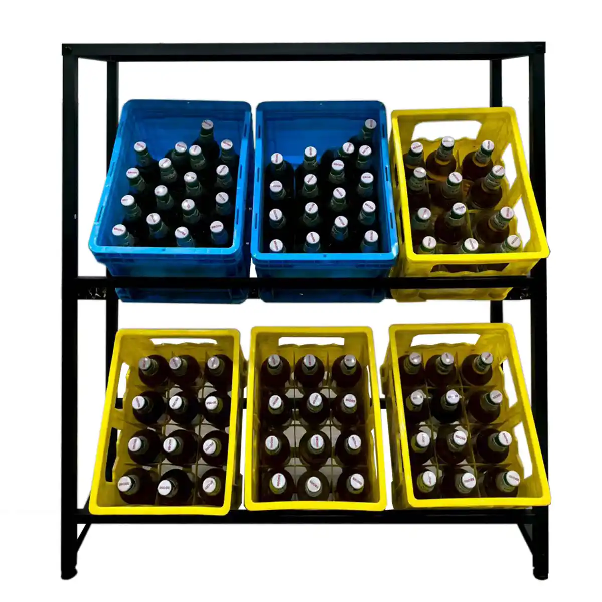 Bild 2 von Getränkekistenregal breite Ausführung aus pulverbeschichtetem Stahl, ca. 100 x 32 x 112cm – Schwarz