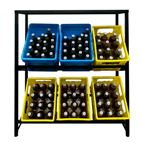 Bild 2 von Getränkekistenregal breite Ausführung aus pulverbeschichtetem Stahl, ca. 100 x 32 x 112cm – Schwarz