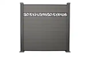 WPC-Sichtschutzzaun Valla - mit Aluminium-Design 1x Element + 2x Pfosten - Grau