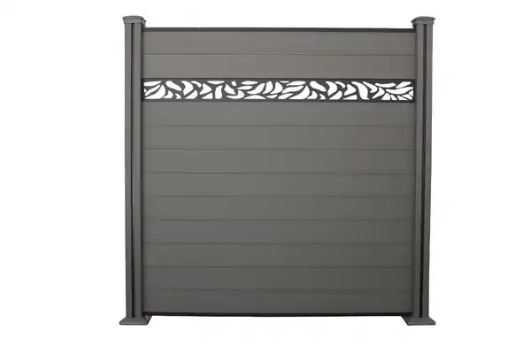Bild 1 von WPC-Sichtschutzzaun Valla - mit Aluminium-Design 1x Element + 2x Pfosten - Grau