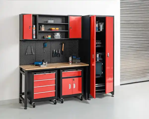 Bild 4 von Werkstatt-Set 6tlg. / Rot / Werkbank Werkzeugschrank Werkzeugwand