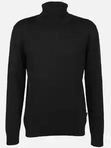 Herren Feinstrickrolli unifarben Schwarz