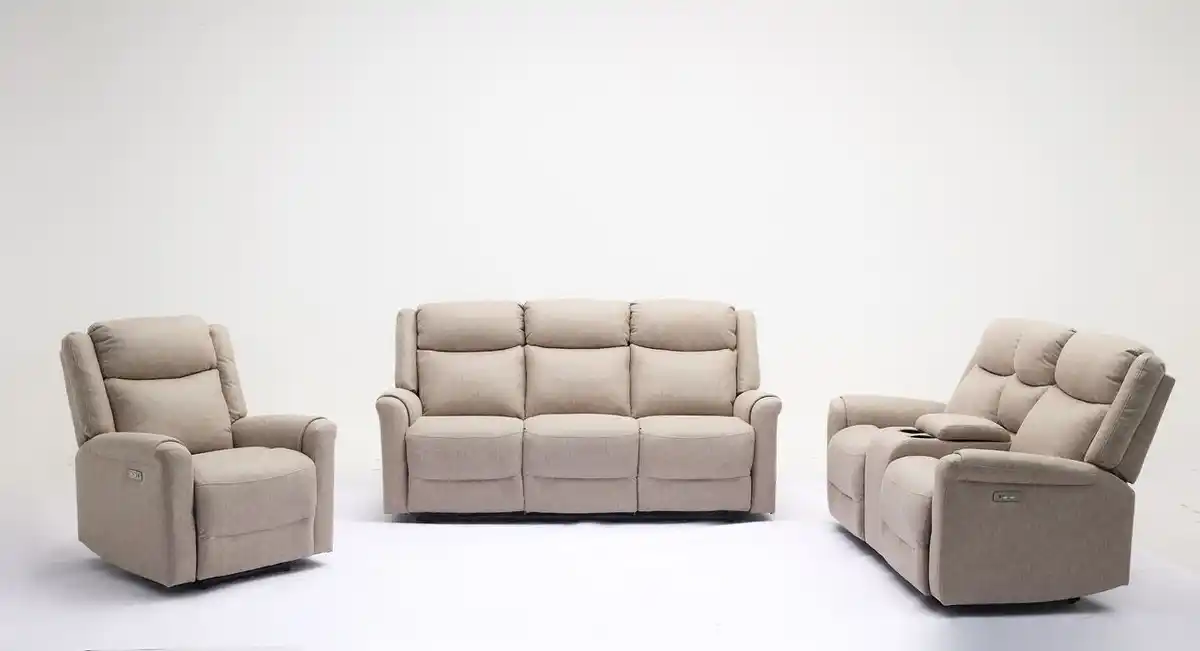 Bild 1 von Elektrische Relaxsofa-Set 3 tlg. - Hellbraun