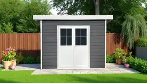 WPC Gartenhaus mit Aluminiumrahmen, ca. 3,47 x 3,44 x 2,44 m - Anthrazit/Weiß