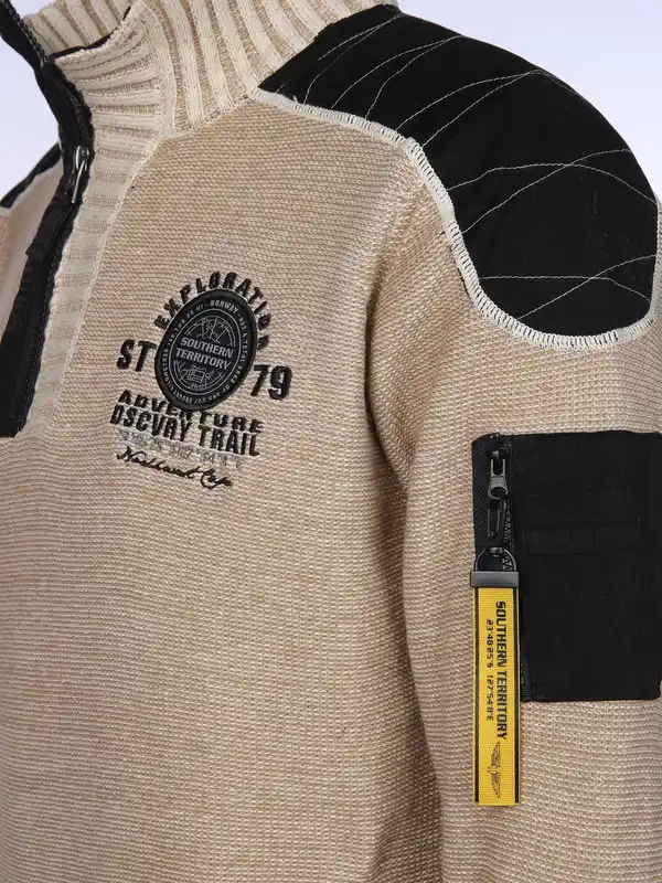 Bild 3 von Herren Stricktroyer mit Stickerei Weiß