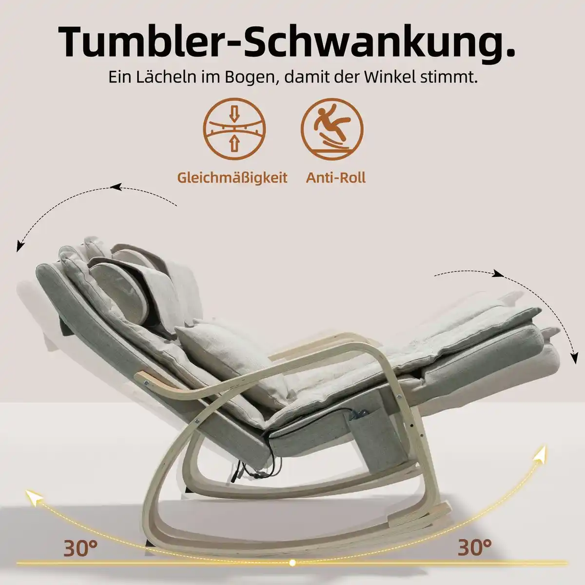 Bild 3 von Elektrischer Massage-Schaukelstuhl, ca. 126 x 64 x 81 cm - Beige