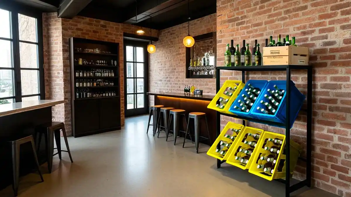 Bild 1 von Getränkekistenregal breite Ausführung aus pulverbeschichtetem Stahl, ca. 100 x 32 x 112cm – Schwarz