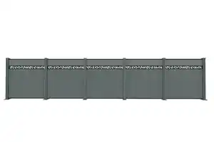 WPC-Sichtschutzzaun Valla - mit Aluminium-Design 5x Element + 6x Pfosten - Grau