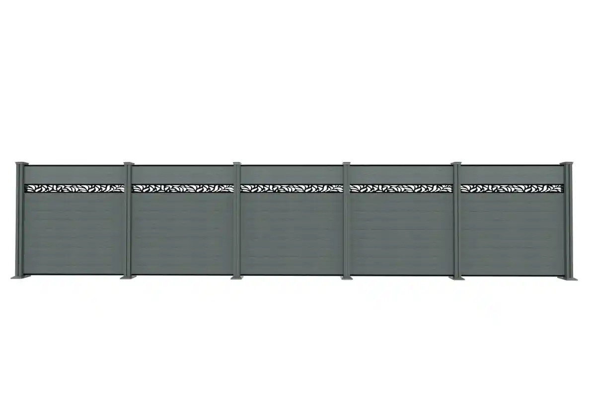 Bild 1 von WPC-Sichtschutzzaun Valla - mit Aluminium-Design 5x Element + 6x Pfosten - Grau