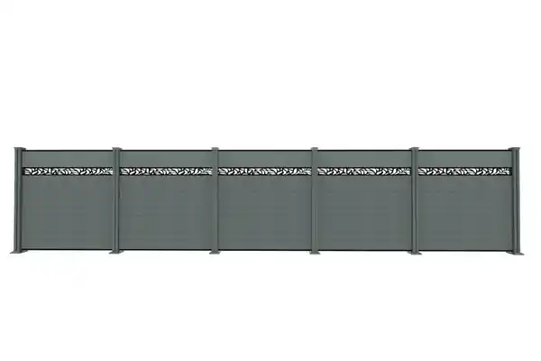 Bild 1 von WPC-Sichtschutzzaun Valla - mit Aluminium-Design 5x Element + 6x Pfosten - Grau