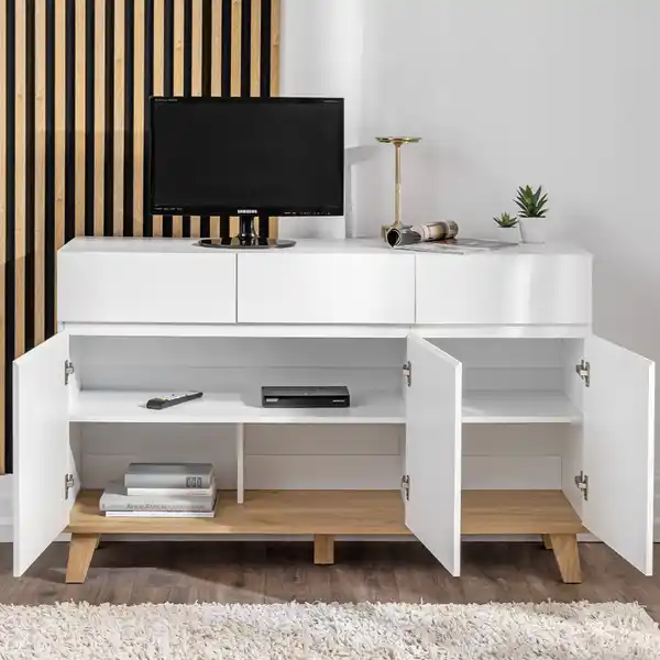 Bild 3 von Sideboard mit Melaminbeschichtung, ca. 135 x 39,5 x 85 cm – Weiß