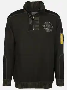 Herren Stricktroyer mit Stickerei Oliv