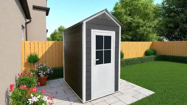 Bild 3 von WPC Gartenhaus mit Aluminiumrahmen, ca. 1,86 x 1,24 x 2,38 m - Anthrazit/Weiß