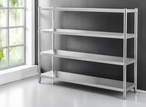 Bild 2 von 4-stufiges Edelstahlregal, ca. 180 x 50 x 180 cm