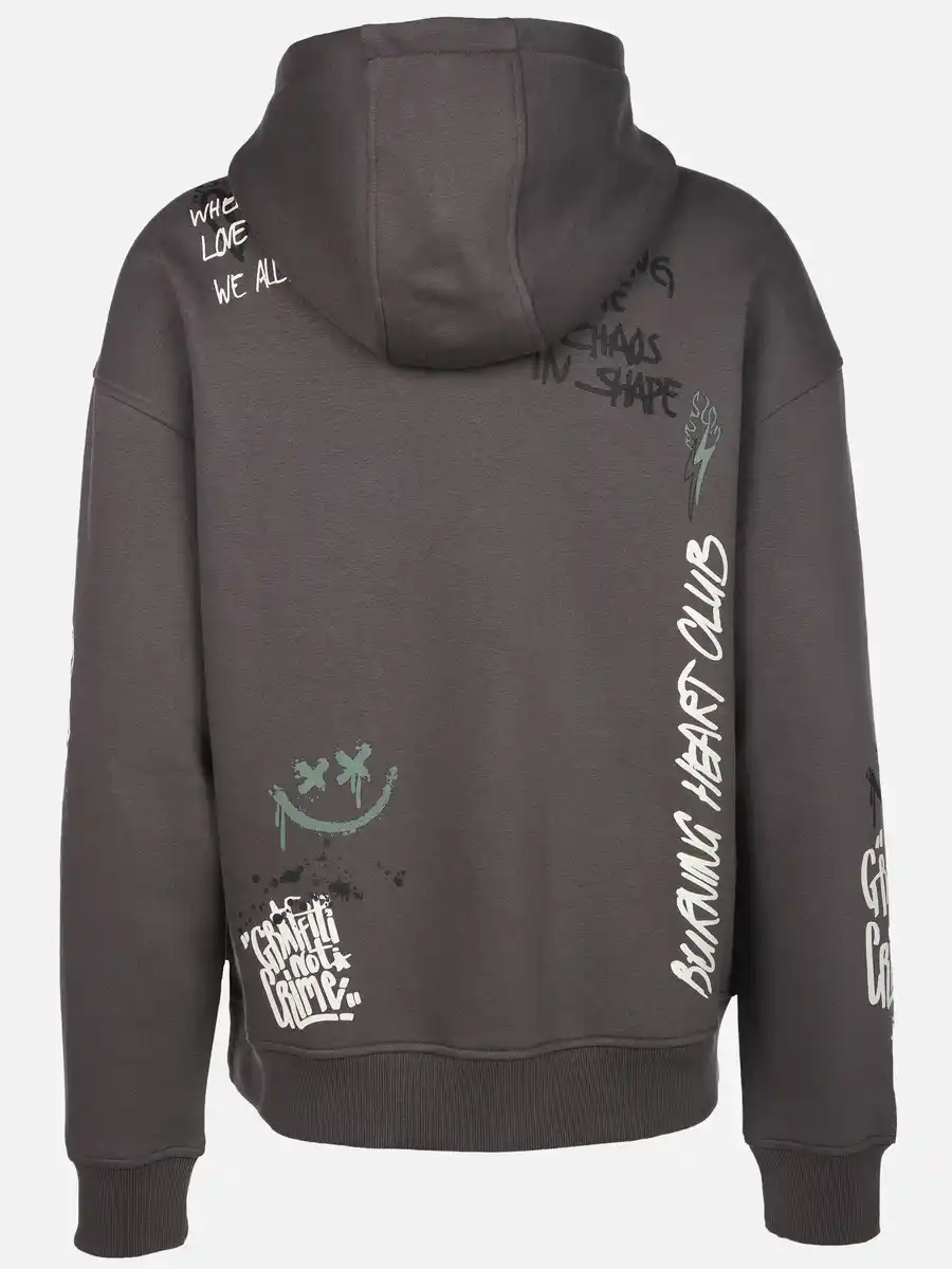 Bild 2 von Herren Hoodie mit coolem Print Grau