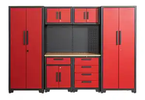 Garagenschrank 7 tlg. 270x 47 x 193cm, rot