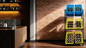 Getränkekistenregal für 6 Kisten, aus pulverbeschichtetem Stahl, ca. 71 x 30 x 140 cm – Schwarz