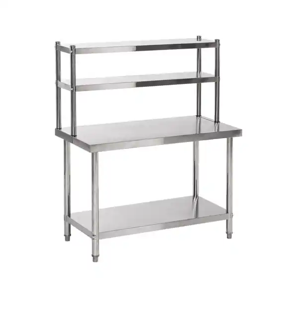 Bild 1 von 2-stufiger Arbeitstisch mit Gestell aus Edelstahl, ca. 120 x 60 x 80 cm
