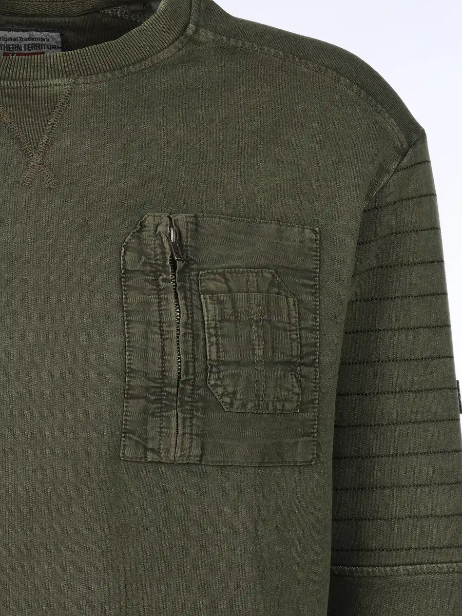 Bild 3 von Herren Sweatshirt mit Brusttasche Oliv
