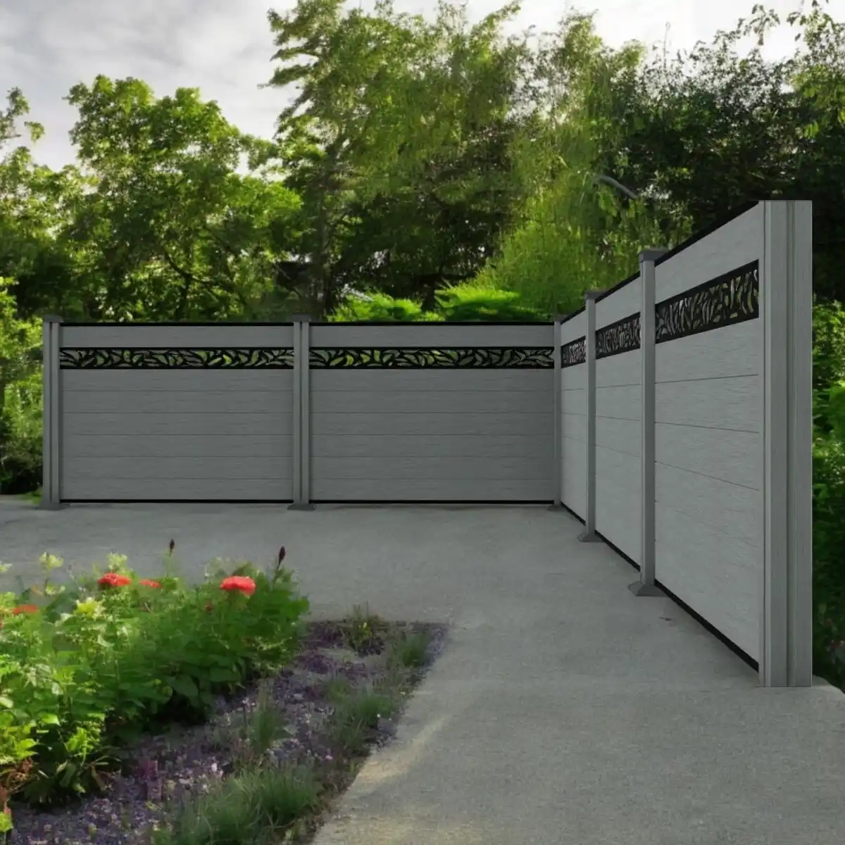 Bild 2 von WPC-Sichtschutzzaun Valla - mit Design 5x Element + 6x Pfosten - Grau