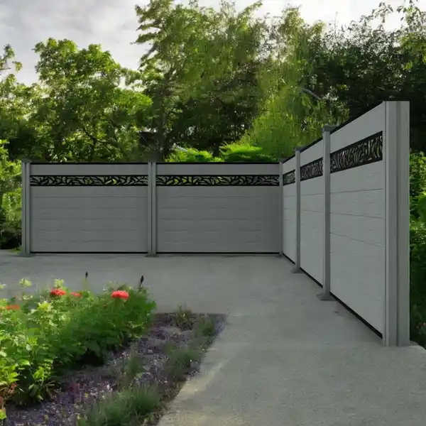 Bild 2 von WPC-Sichtschutzzaun Valla - mit Design 5x Element + 6x Pfosten - Grau