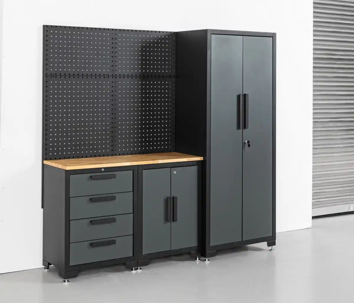 Bild 4 von Garagenschrank 4 tlg. 195x 47x 193cm schwarz